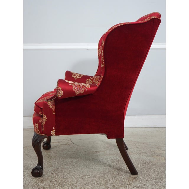 Chippendale Pair Kindel Winterthur Mahogany Wing Chairs For Sale - Image 3 of 18