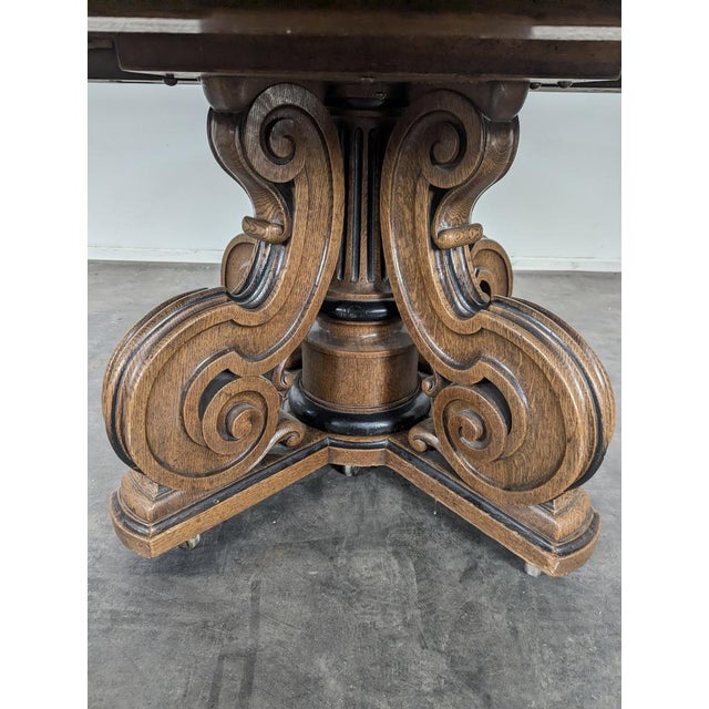 Oak Castle Side Table with Extensions For Sale - Image 4 of 7