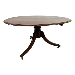 Regency Style Mahogany Round Dining Table on Tripod Pedestal Base For Sale