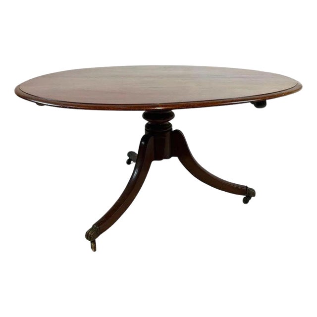 Regency Style Mahogany Round Dining Table on Tripod Pedestal Base For Sale