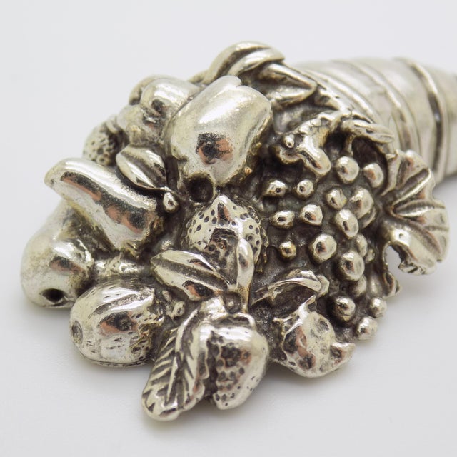 1980s Vintage Italian Handmade Genuine Silver Cornucopia Figurine, Symbol of Abundance and Lucky Charm For Sale - Image 5 of 9