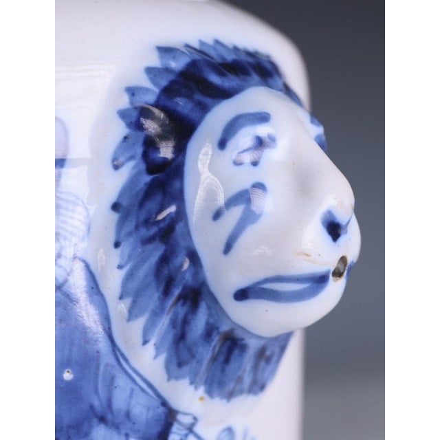 Metal Large Dutch Delft Style Tobacco Jar Tabac Dobourg with Brass Lid, 1880 For Sale - Image 7 of 16