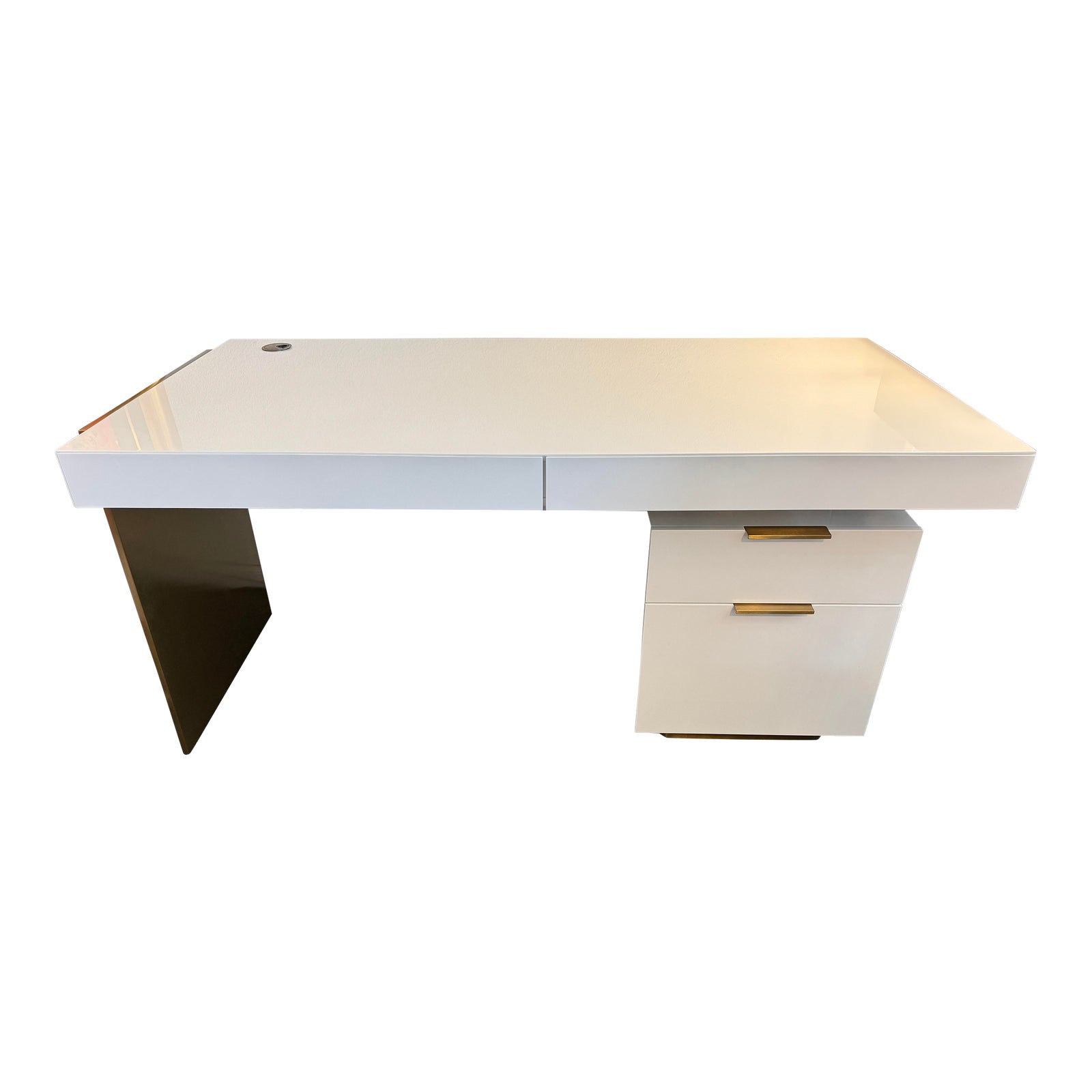 Rove Concepts Arlo Glossy White Lacquer Office Desk Chairish