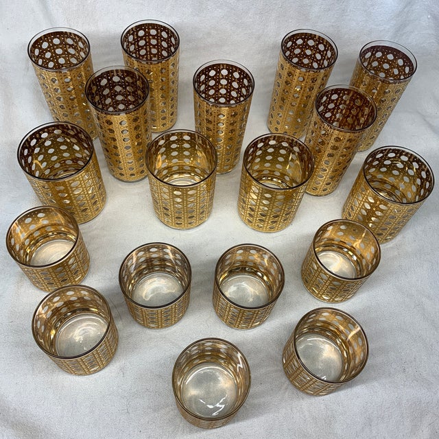 1960s Culver Ltd. “Cannella” Pattern Highball and Tumblers Glasses - Set of 18 For Sale In Chicago - Image 6 of 8