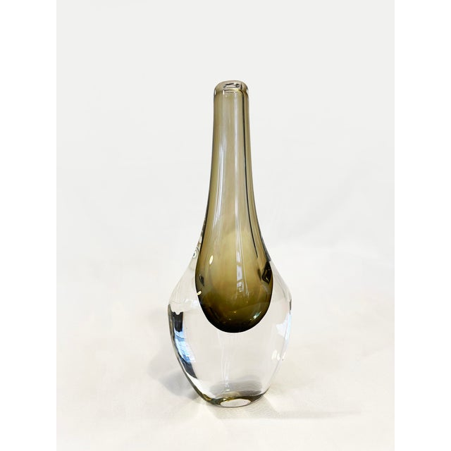 Vintage Smoked Glass Vase by Nils Landberg for Orrefors Glassworks, Sweden, 1950s For Sale - Image 11 of 11