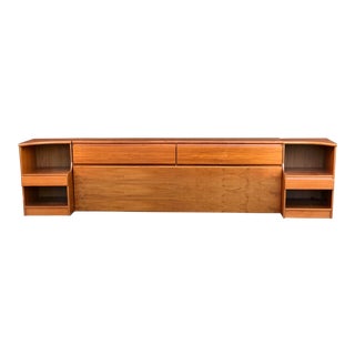 20th Century Danish Modern Teak King Headboard Bed Nightstand Tables--Set of 3 For Sale