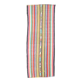 Vintage Turkish Oushak Handmade Wool Cotton Multi Color Runner Rug For Sale