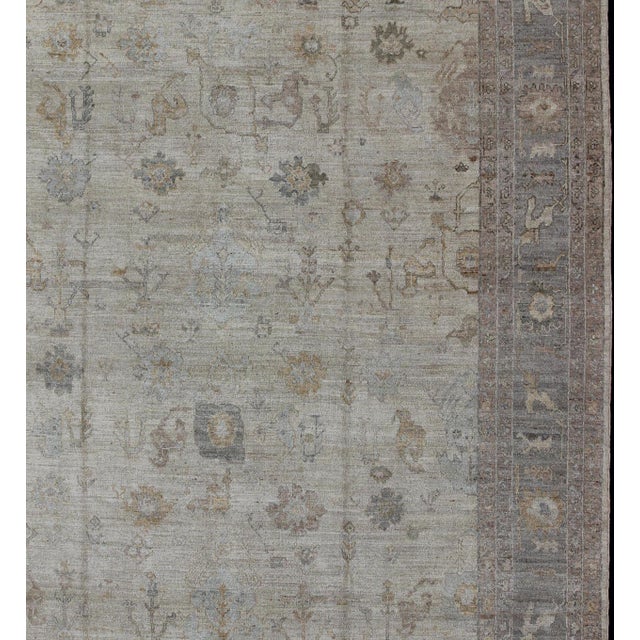 Early 21st Century Turkish Angora Oushak Rug With All-Over Vining Floral Design Keivan Woven Arts 11'8 X 15'1 For Sale - Image 5 of 15