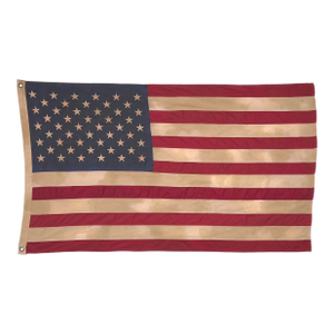 Embroidered Cotton American Flag With Vintage Style Overdye