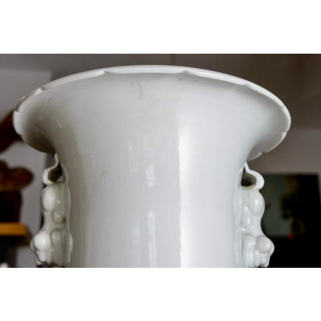 Pair of Chinese Celadon Palace Floor Vases, Late Qing Period, 37"h For Sale - Image 4 of 11