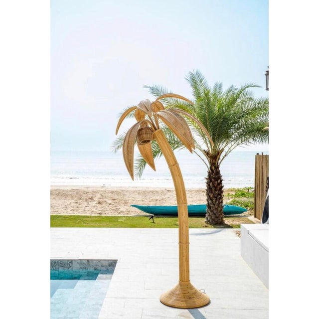 Mid-Century Modern Rattan Coconut Floor Lamp, 1990s For Sale - Image 3 of 11