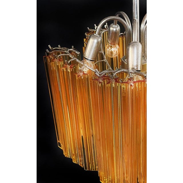 Modern Quadriedri Glass Chandelier with 60 Amber Prism Quadriedri, 1990s For Sale - Image 16 of 18