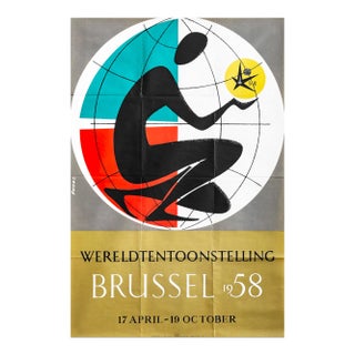1958 Brussels International Exposition Poster, Dutch Language (Wereldtentoonstelling) For Sale