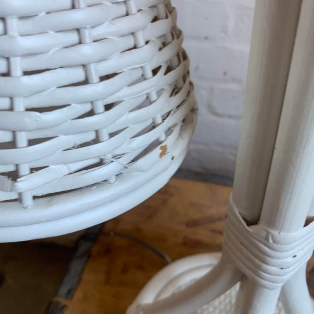 Mid-20th Century White French Boho Double Rattan Table Lamp Manner of Louis Sognot For Sale - Image 10 of 12