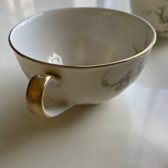 Shabby Chic Vintage Theodore Haviland New York China "Rosalinde" Pattern Teacups- Set of 4 For Sale - Image 3 of 7