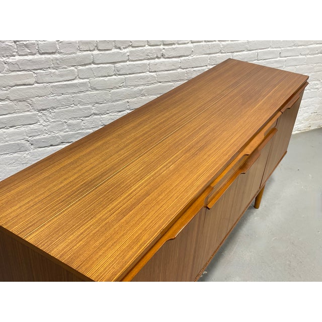 Mid Century Modern Zebrawood Sideboard / Credenza | Drop Front Bar Cabinet | Vintage MCM Storage Buffet, C. 1960s For Sale - Image 13 of 14