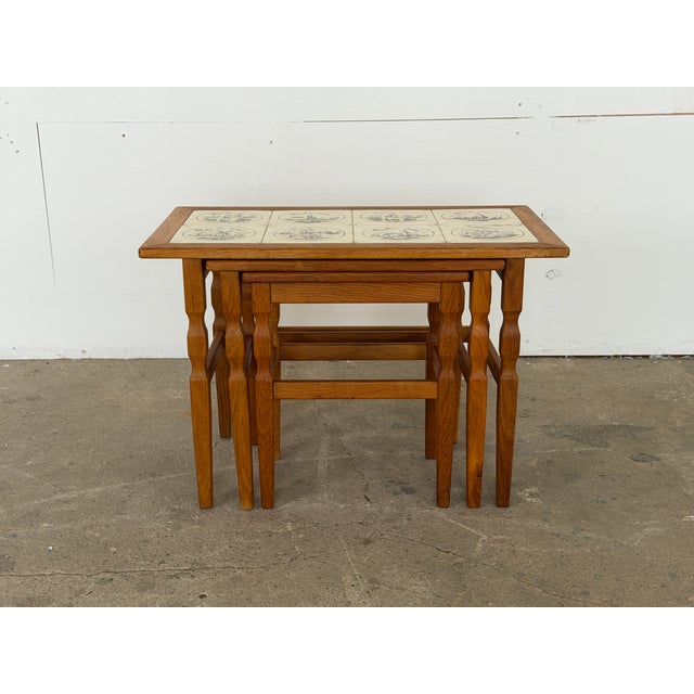 1960s Mid-Century Modern Oak Nesting Tables by Henning Kjærnulf, Denmark, 1960s, Set of 3 For Sale - Image 5 of 13