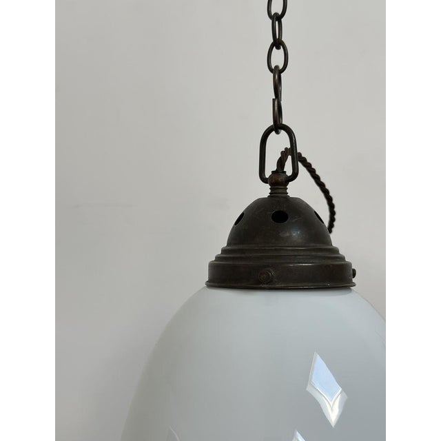 Vintage Bauhaus German Opaline Milk White Glass Ceiling Lamp For Sale - Image 5 of 6