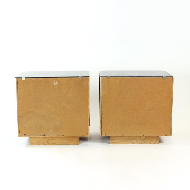 Vintage Bedside Tables with Black Glass, Czechoslovakia, 1960s, Set of 2 For Sale - Image 6 of 9