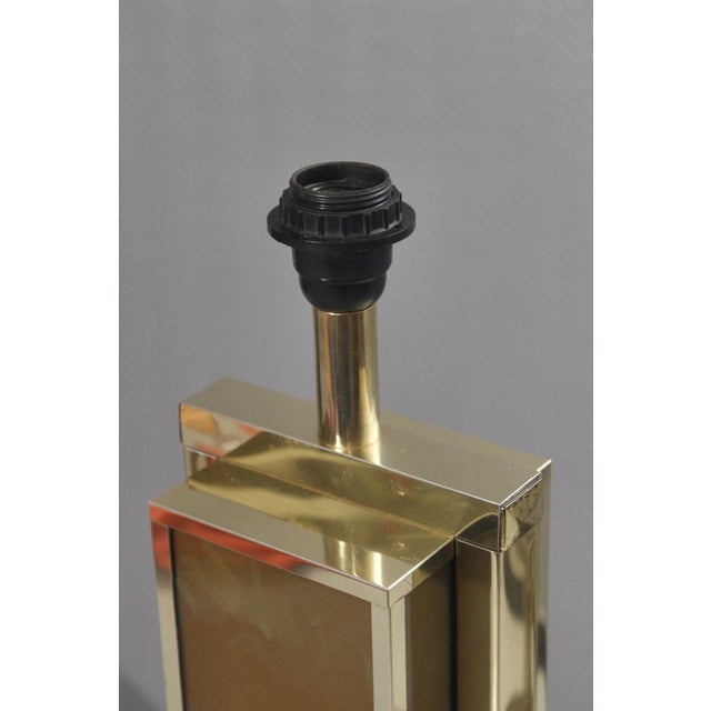 Large Vintage French Brass Lamp Base with Églomisé Glass by Philippe Cheverny, 1970s For Sale - Image 10 of 12