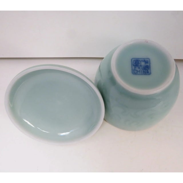 Vintage Small Celadon Lidded Container For Sale - Image 4 of 5