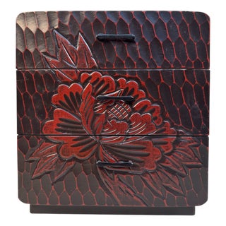 Kamakura-Bori Haribako Peony Jewellery Cabinet, Japan, 1970s For Sale