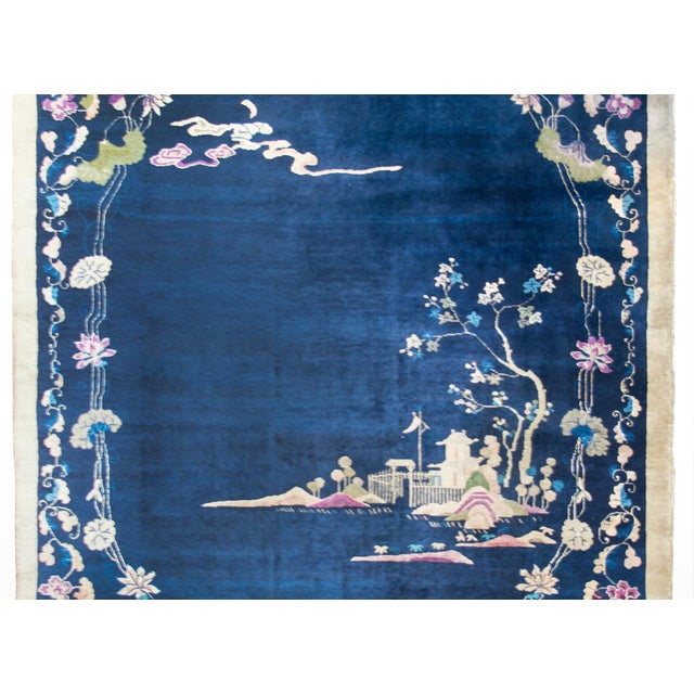 Navy Blue Early 20th Century Chinese Art Deco Rug For Sale - Image 8 of 15
