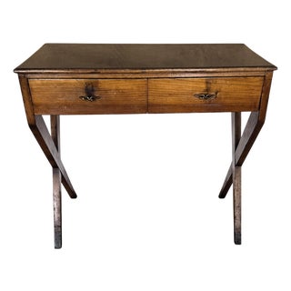 Vintage Art Deco Italian Walnut Burl and Glass Desk, 1940s For Sale