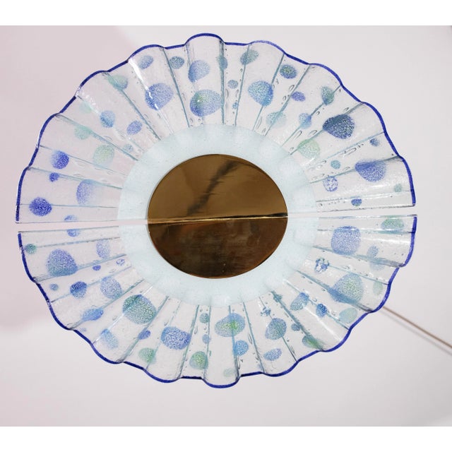 Blue Murano Glass Pendant in the Shape of a Fan, 1970s For Sale - Image 10 of 12