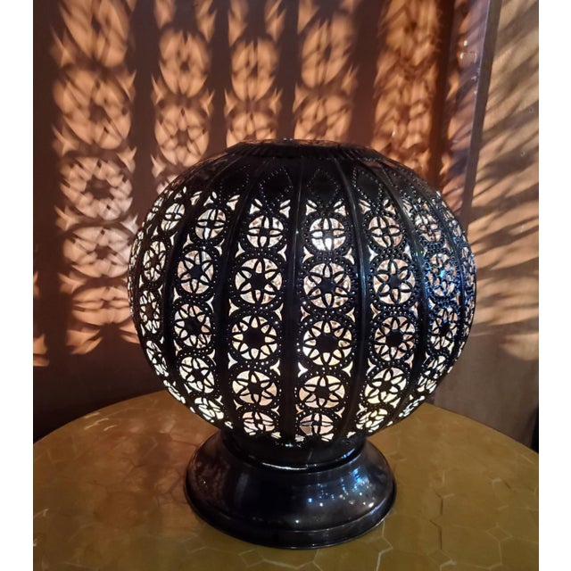 Moroccan Pierced Metal Table Lantern For Sale - Image 4 of 7