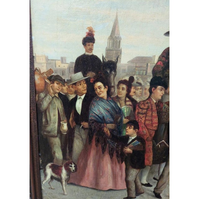 Spanish 19th Century E. Velier Oil Painting on Canvas Spanish Matador Porcession For Sale - Image 3 of 12