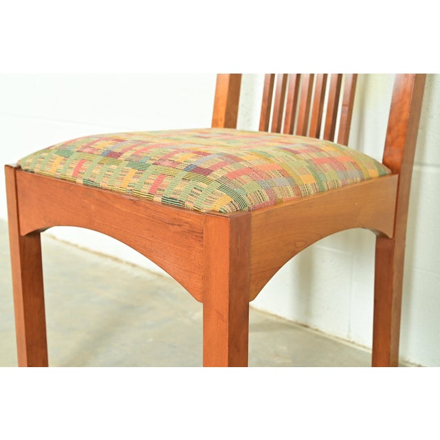 Brown Stickley Arts & Crafts Cherry Wood High Back Spindle Side Chairs or Dining Chairs, Pair For Sale - Image 8 of 14