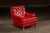 Traditional Vintage Tufted Leather Lounge Chair in Candy Apple Red For Sale - Image 3 of 14