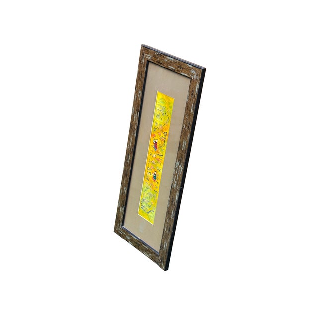 Vintage Yellow Scenery Embroidered Rectangular Framed Wall Art B For Sale - Image 11 of 14
