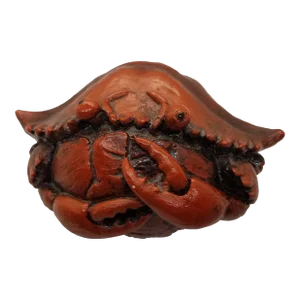 Chinese Boxwood Hand Carved Vintage Wealth Crab Figure Statue Evergreen Old Collectable
