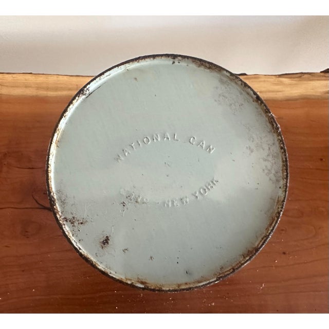 Mid 20th Century Vintage Floral Tin Canister With Red Lid For Sale - Image 5 of 5