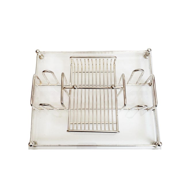 1970 American Mid-Century Modern Silver Plate Lucite Buffet Caddy For Sale - Image 4 of 6