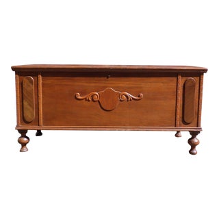 Vintage Standard Line Walnut Cedar Trunk Blanket Chest Bed Bench For Sale
