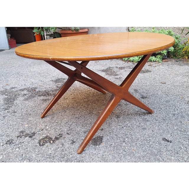 Round Wooden Dining Table, 1950s For Sale - Image 6 of 8