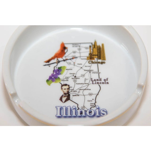 Postmodern 1980 Post Modern Ashtray Illinois Land of President Lincoln Round Ceramic Dish For Sale - Image 3 of 6