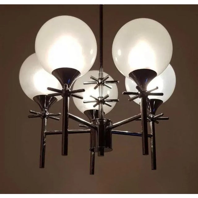 French French Opaline 1970s 5-Light Chandelier For Sale - Image 3 of 11