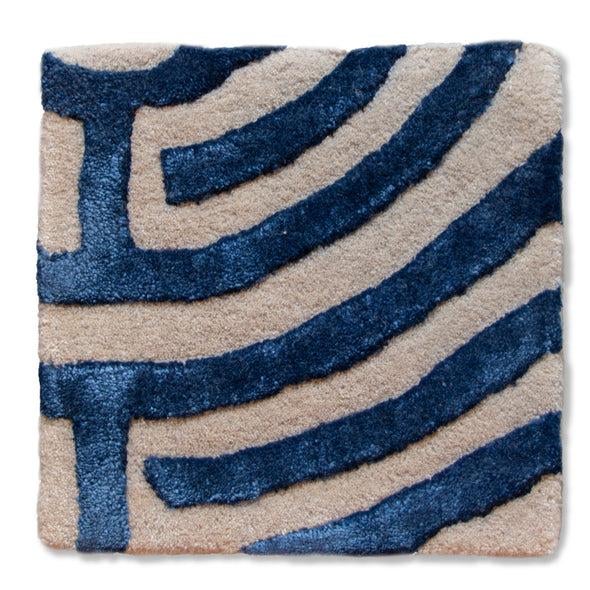 Lucca Hand-Tufted Maze Rug, Blueberry Blue, 8x10 For Sale - Image 4 of 4