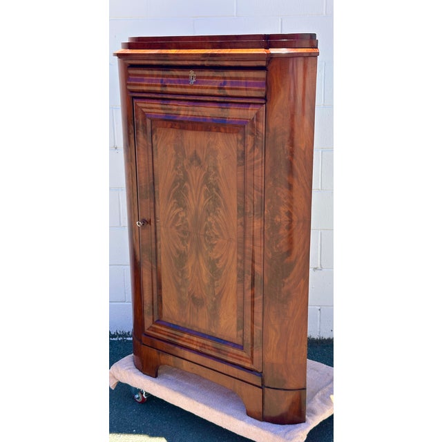 Mid 18th Century Biedermeier Flamed Mahogany Corner Cabinet, Denmark For Sale - Image 13 of 18