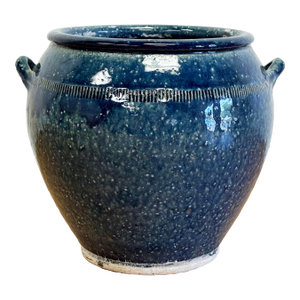 Vintage Indigo Blue Pottery Cachepot Vessel
