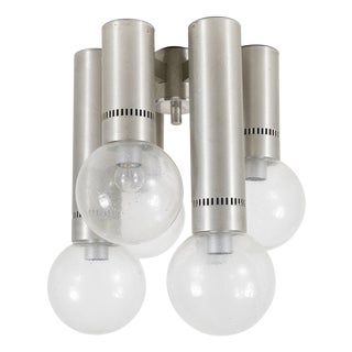 6-Light Chandelier in Metal and Glass, Italy, 1970s For Sale