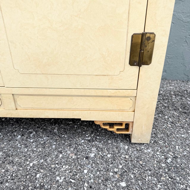 Vintage Chinoiserie Cream and Gold Server Cabinets - A Pair For Sale - Image 12 of 12