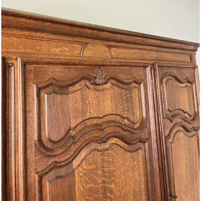 Vintage French Louis XVI Style Wardrobe in Oak For Sale - Image 5 of 16