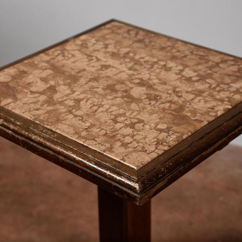 Brown Square Coffee Table with Marble Top and Copper Footrest For Sale - Image 8 of 9