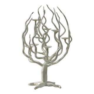 Brutalist White Tree of Life Candleholder, 1970s For Sale
