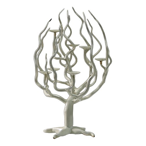 Brutalist White Tree of Life Candleholder, 1970s For Sale
